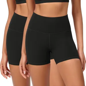 ODODOS 2-Pack Lounge Yoga Shorts for Women- 4" / 6" / 8" /10" High Waist Buttery Soft Biker Shorts