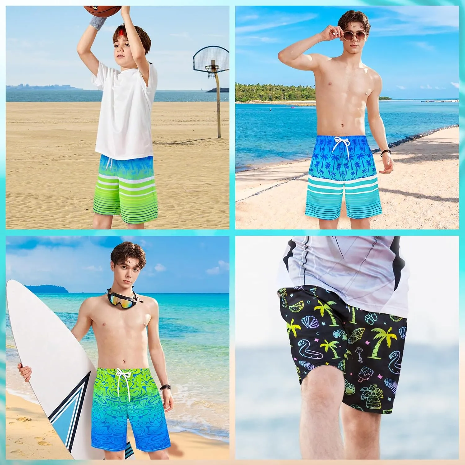OlyPegic Boys Swim Trunks Swim Shorts Quick Dry Boys Bathing Suit Swimsuit Swimwear Toddler Kids Beach Board Shorts Youth