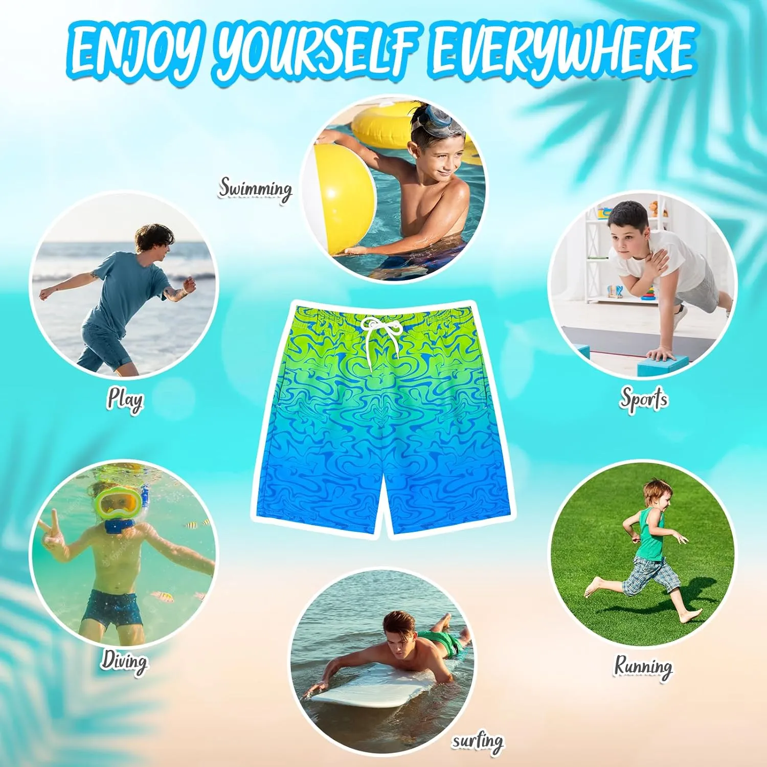 OlyPegic Boys Swim Trunks Swim Shorts Quick Dry Boys Bathing Suit Swimsuit Swimwear Toddler Kids Beach Board Shorts Youth