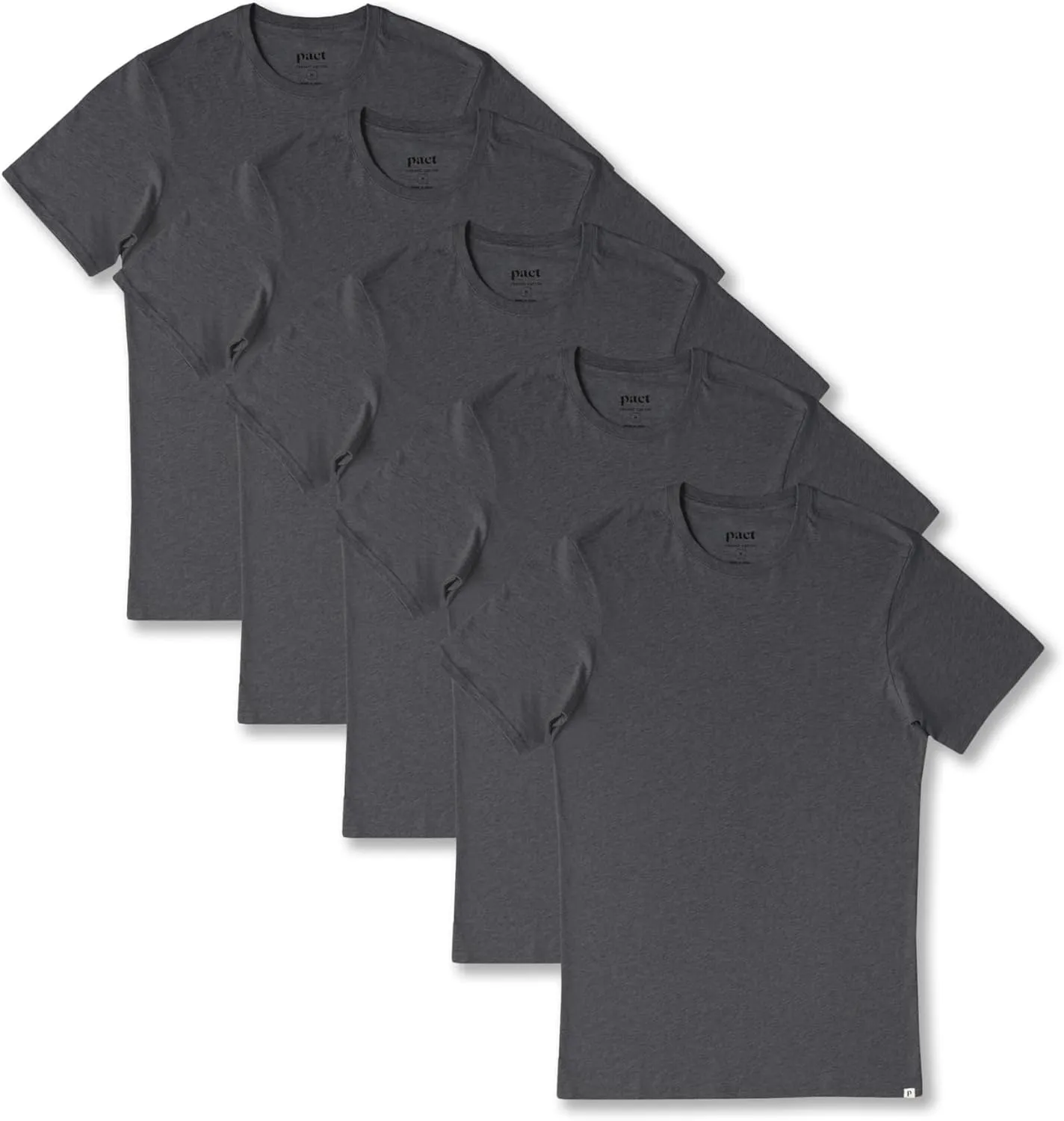 Pact Men's Organic Cotton Softspun Standard Fit Crew Neck T-Shirt, Pack of 5