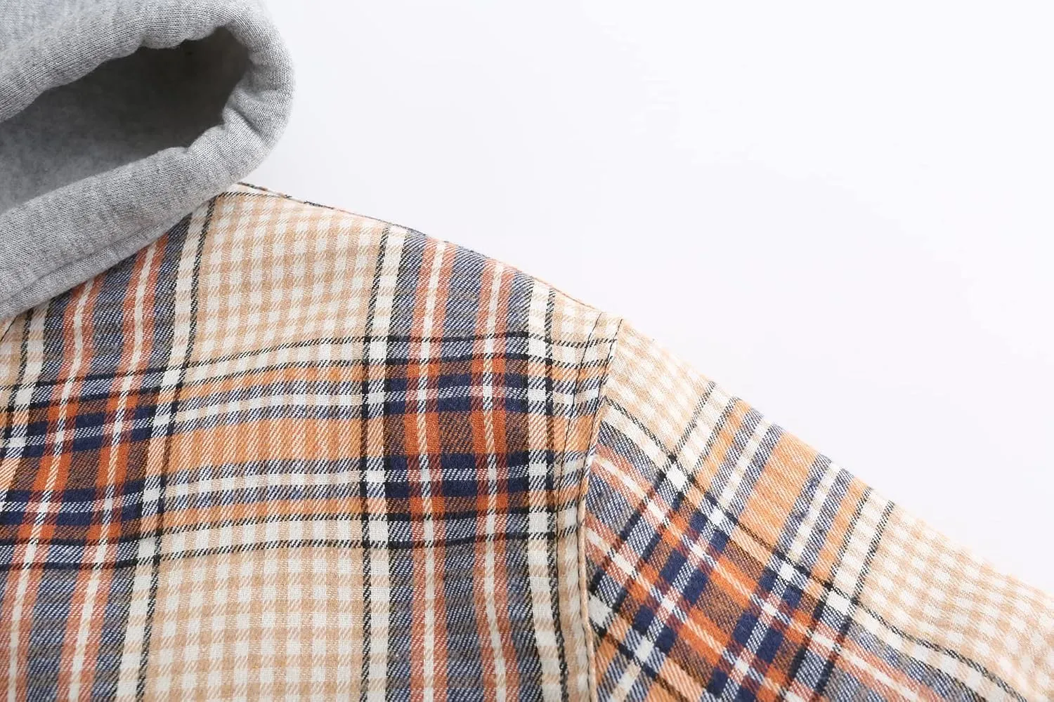 PEGENO Men's Long Sleeve Plaid Button Quilted Lined Flannel Shirt Jacket with Hood
