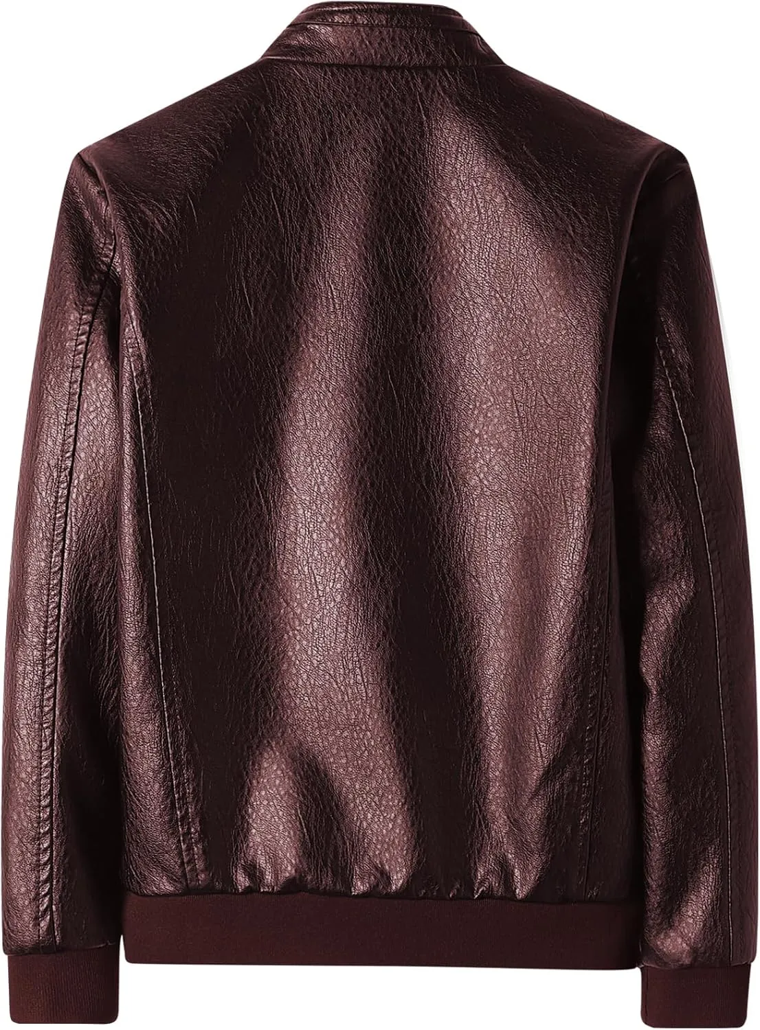 PEGENO Men's Stand Collar Leather Jacket Lightweight Faux Leather Motorcycle Jacket