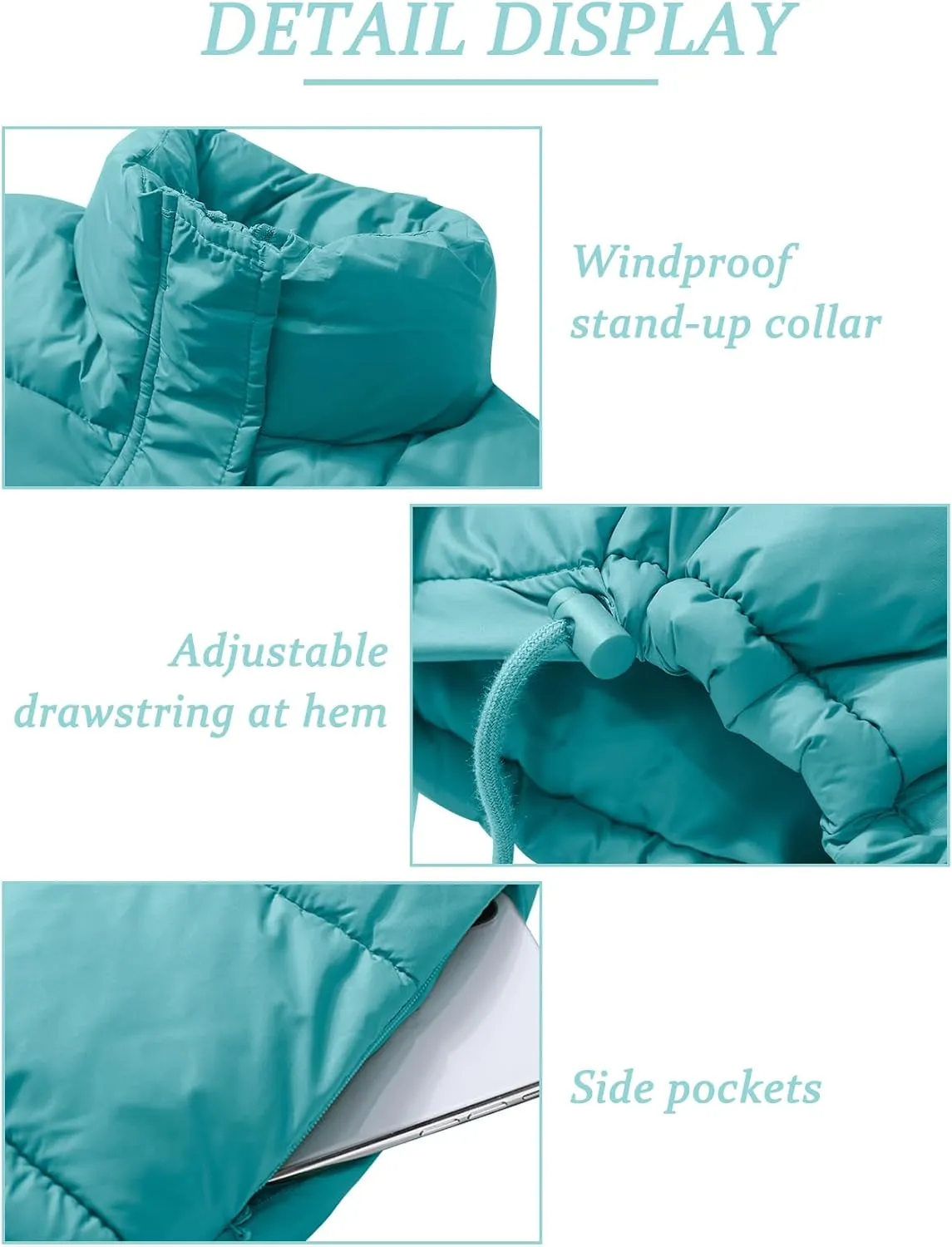 PEHMEA Women Cropped Puffer Jacket Winter Zip Up Short Padded Down Coat