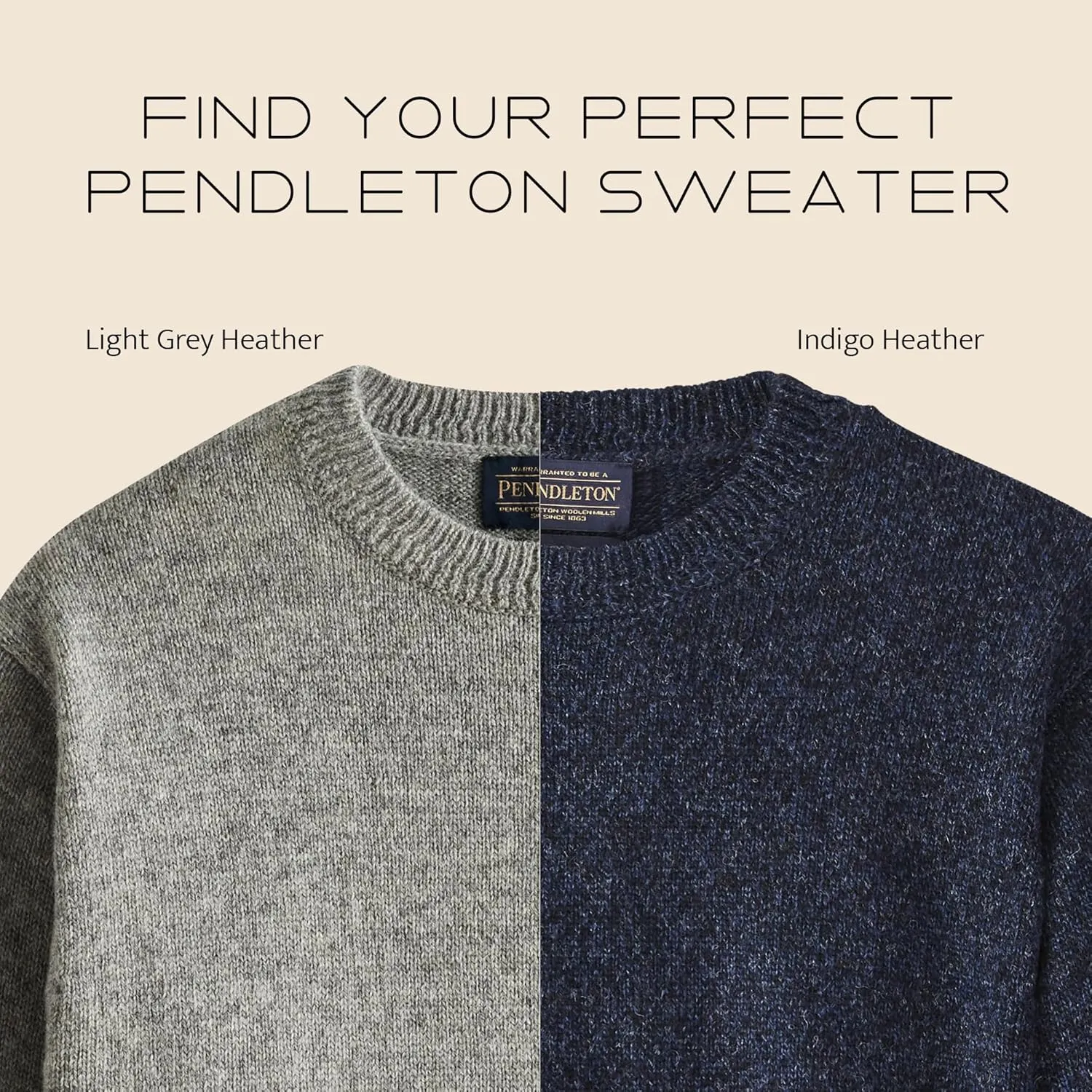 Pendleton Men's Shetland Wool Pullover Men's Sweater  Classic Crewneck for Men, Naturally Warm, Odor and Stain-Resistant