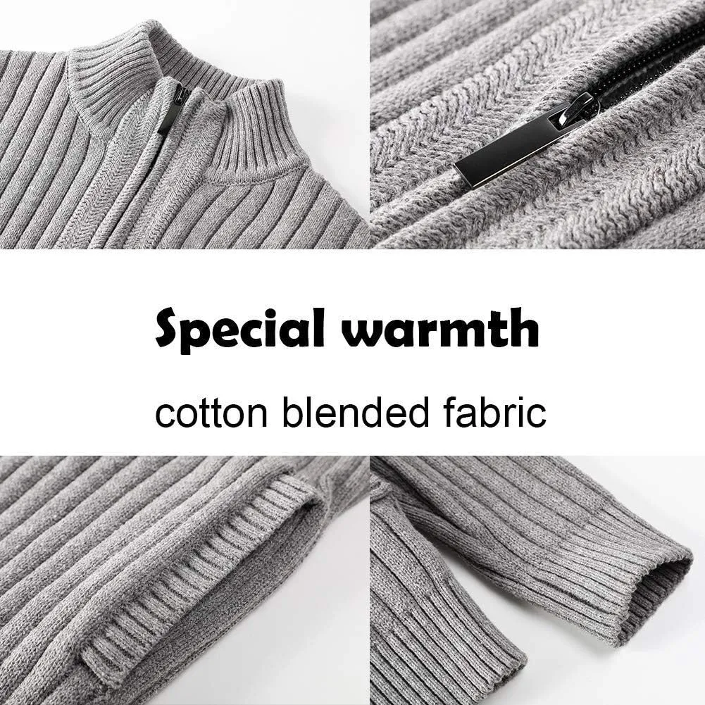 Pioneer Camp Men's Cardigan Sweaters Full Zip Up Stand Collar Slim Fit Casual Knitted Sweater with 2 Front Pockets