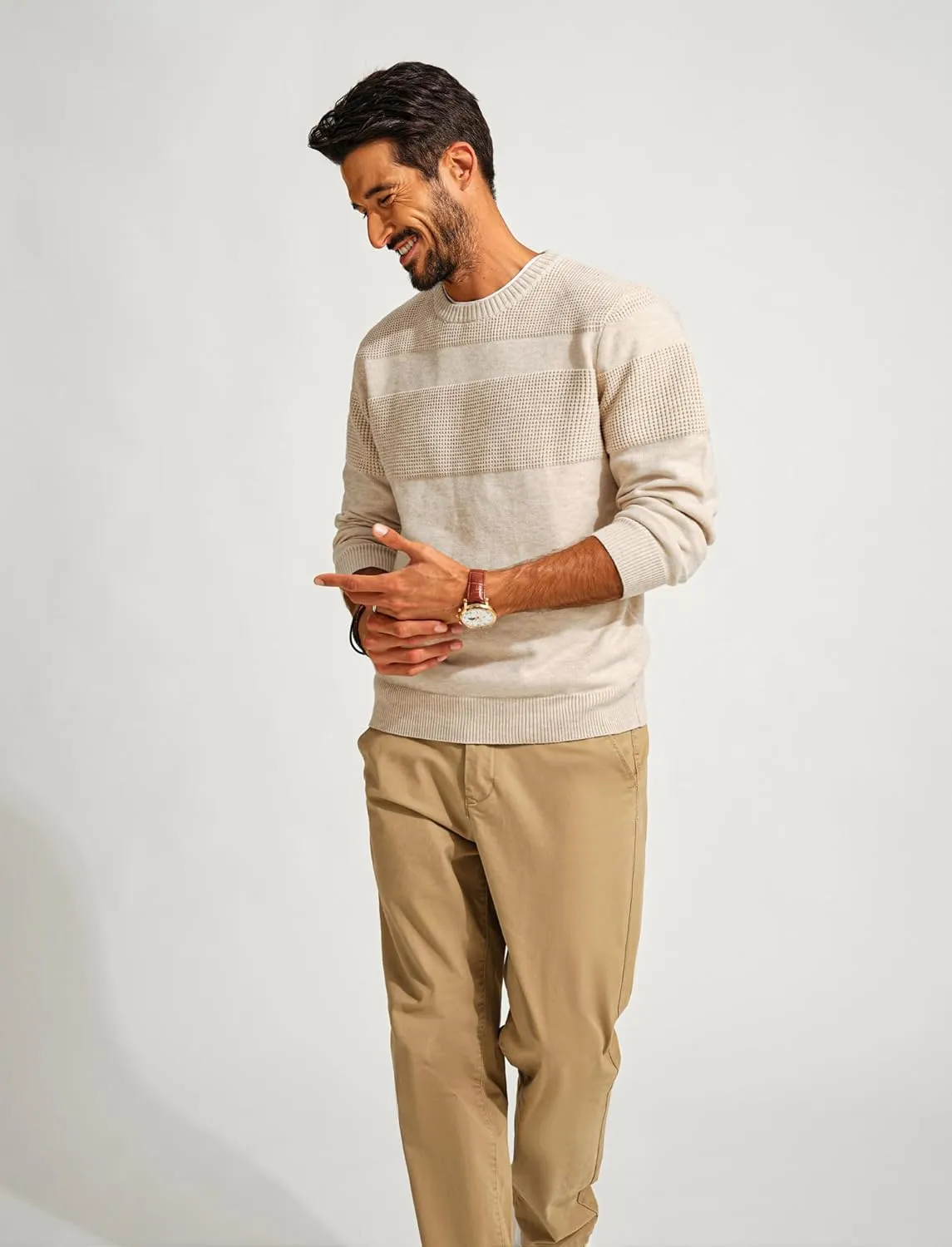 PJ PAUL JONES Mens Sweater Casual Crew Neck Pullover Textured Knit Sweaters