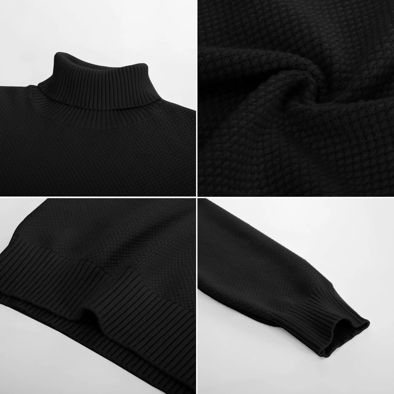 PJ PAUL JONES Men's Turtleneck Sweaters Knitted Casual Textured Pullover Sweater