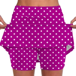 Polka Dots Skorts for Women Plus Size Tummy Control Hight Waisted Tennis Skirts Workout Yoga Shorts with Pockets