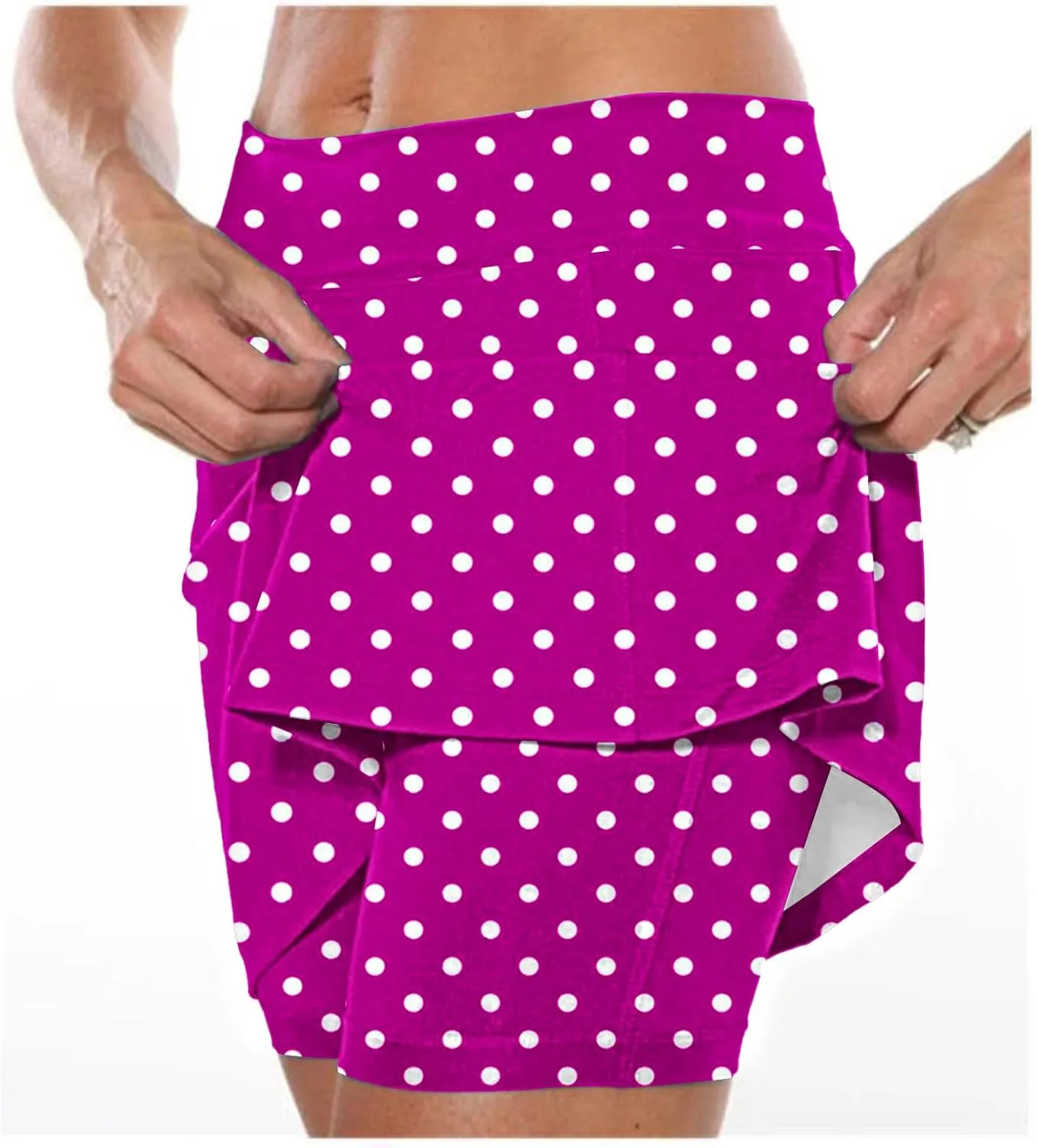 Polka Dots Skorts for Women Plus Size Tummy Control Hight Waisted Tennis Skirts Workout Yoga Shorts with Pockets