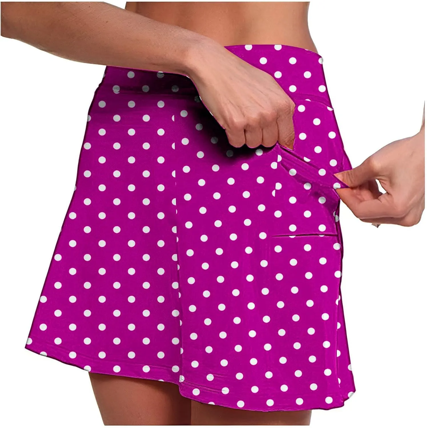 Polka Dots Skorts for Women Plus Size Tummy Control Hight Waisted Tennis Skirts Workout Yoga Shorts with Pockets
