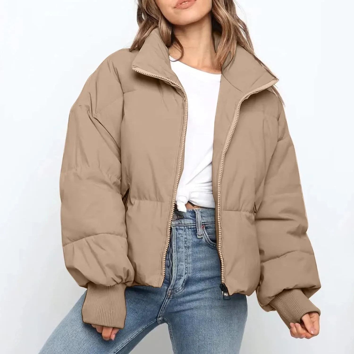 Quilted Puffer Coat Windbreaker Jackets for Women Thicken Fleece Jacket Padded Jacket Winter Coat 2024 Fashion Zip Up