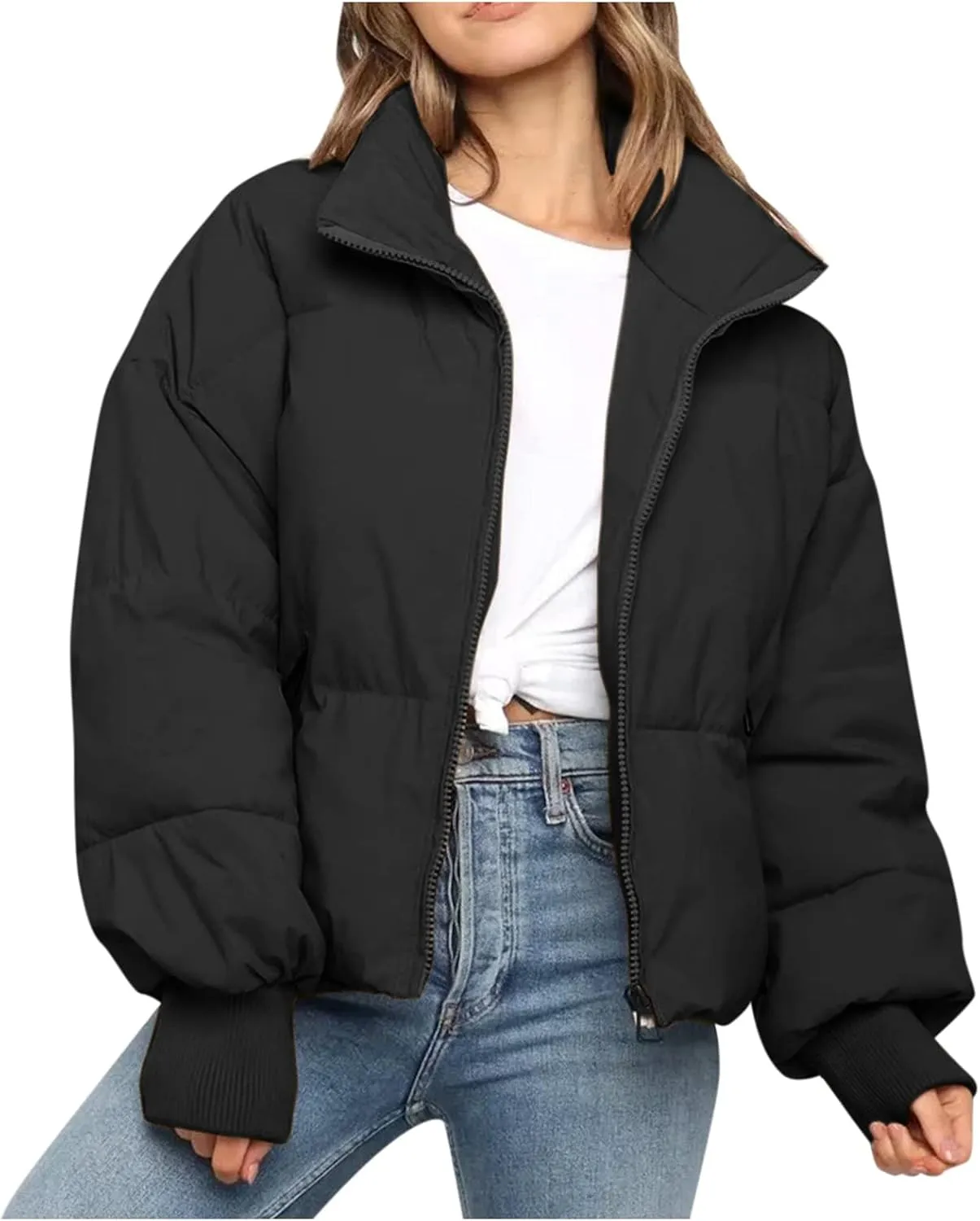 Quilted Puffer Coat Windbreaker Jackets for Women Thicken Fleece Jacket Padded Jacket Winter Coat 2024 Fashion Zip Up