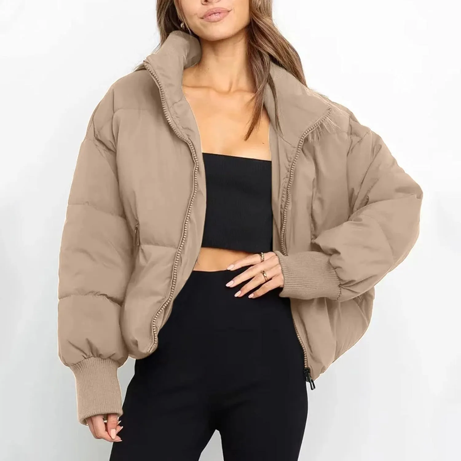 Quilted Puffer Coat Windbreaker Jackets for Women Thicken Fleece Jacket Padded Jacket Winter Coat 2024 Fashion Zip Up