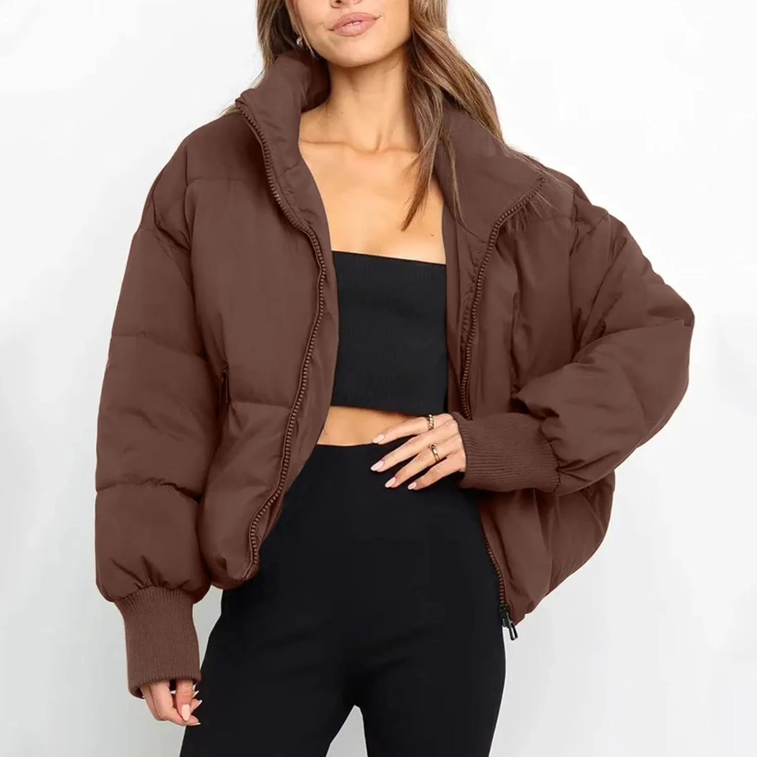 Quilted Puffer Coat Windbreaker Jackets for Women Thicken Fleece Jacket Padded Jacket Winter Coat 2024 Fashion Zip Up