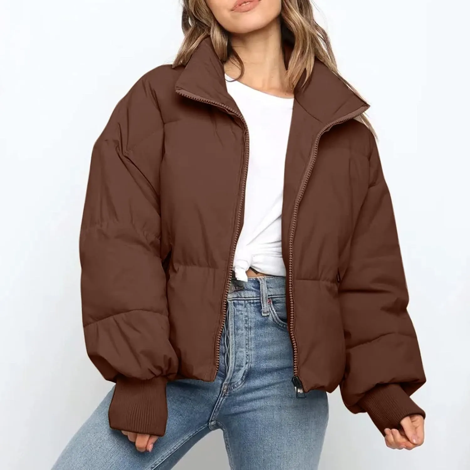 Quilted Puffer Coat Windbreaker Jackets for Women Thicken Fleece Jacket Padded Jacket Winter Coat 2024 Fashion Zip Up