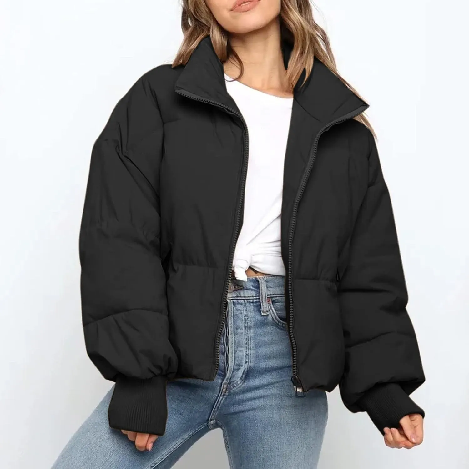 Quilted Puffer Coat Windbreaker Jackets for Women Thicken Fleece Jacket Padded Jacket Winter Coat 2024 Fashion Zip Up