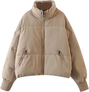Quilted Puffer Coat Windbreaker Jackets for Women Thicken Fleece Jacket Padded Jacket Winter Coat 2024 Fashion Zip Up