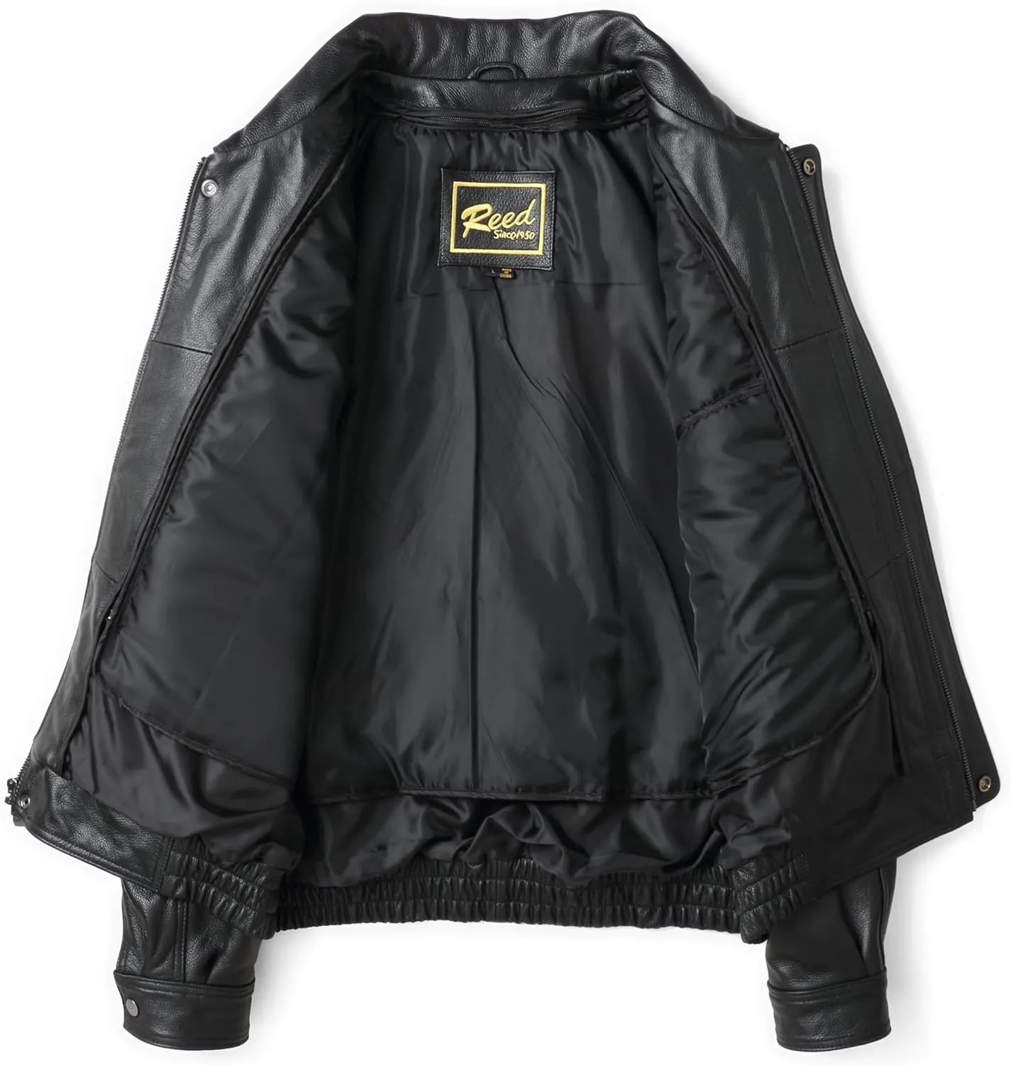 REED Men's American Style Bomber Genuine Leather Jacket