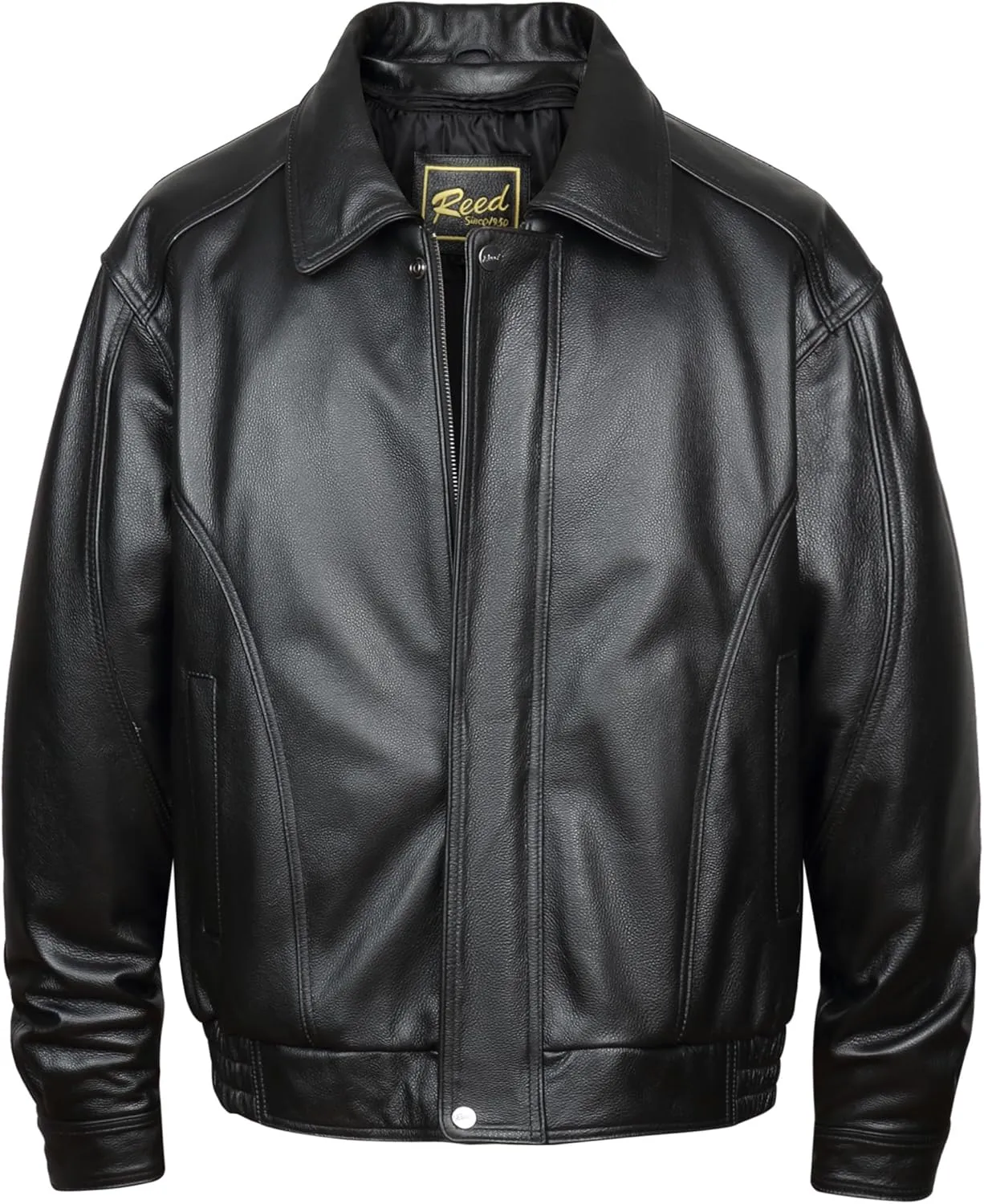 REED Men's American Style Bomber Genuine Leather Jacket