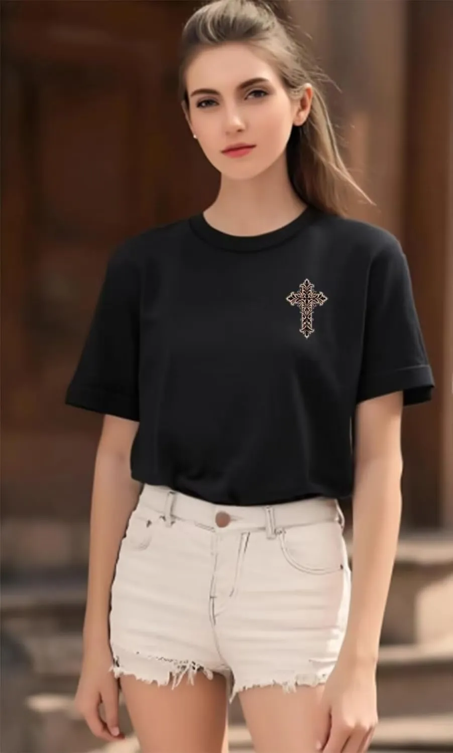 Retro Christian Jesus Faith T Shirts for Women Cross Pray Floral Printed Short Sleeve Inspirational Bible Verse Tee Tops
