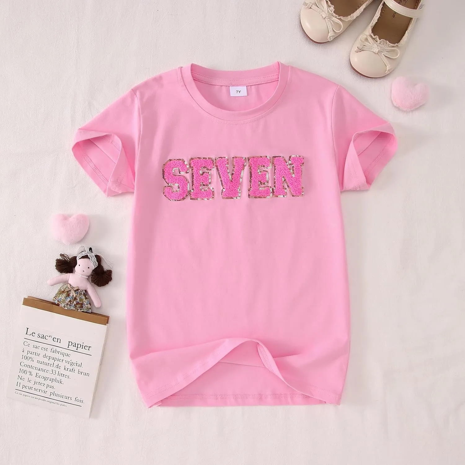 Ritatte Birthday Girl Shirt Kids Girls 5th 6th 7th 8th 9th 10th T-Shirts Sequin Embroidered Party Outfit 5-10 Years