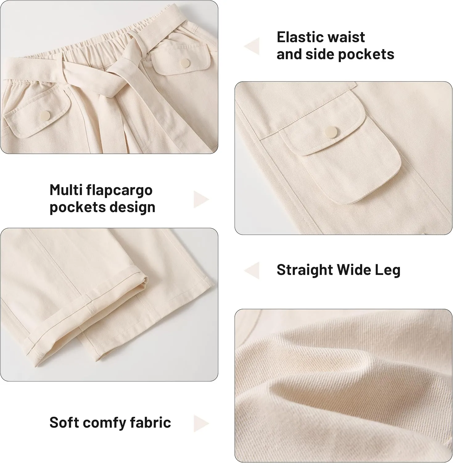 Rolanko Girls Cargo Pants Baggy Y2K Cargo Trousers Jeans Wide Leg Pants with Multi Pockets 4-15 Years