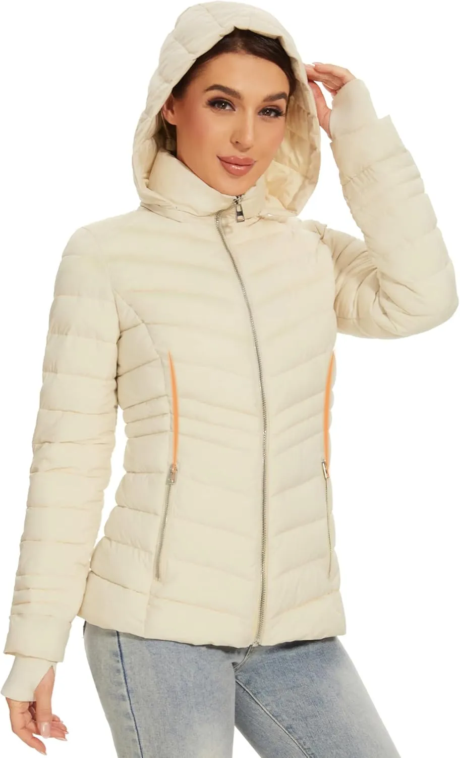 ROYAL MATRIX Women's Packable Puffer Jacket, Lightweight Puffer Jacket Winter Warm Quilted Puffer Jacket with Detachable Hood