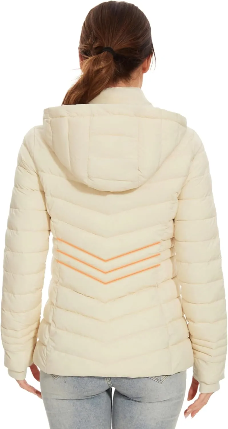 ROYAL MATRIX Women's Packable Puffer Jacket, Lightweight Puffer Jacket Winter Warm Quilted Puffer Jacket with Detachable Hood