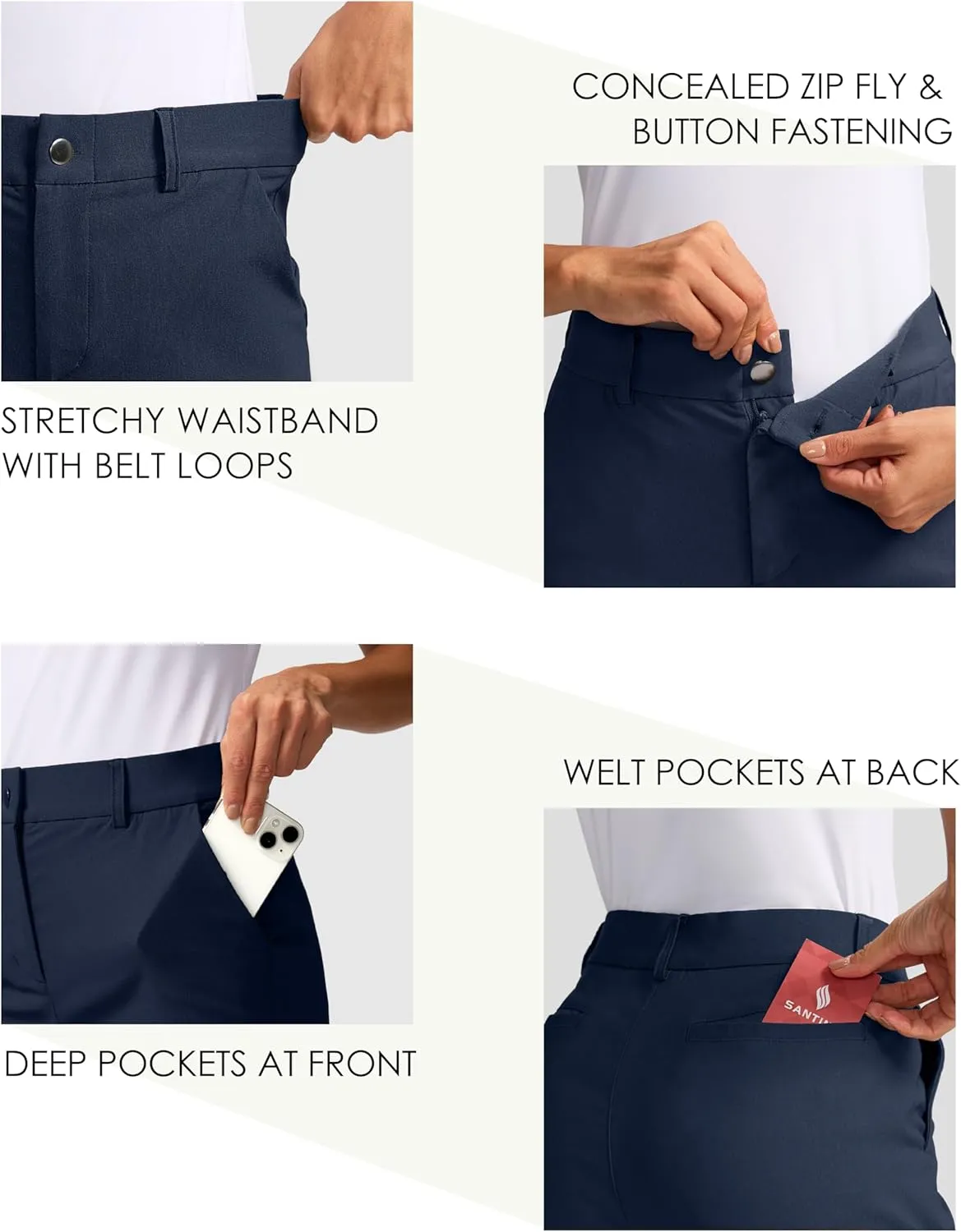 SANTINY Women's 5" Golf Shorts with Pockets Quick Dry Stretch Work Outdoor Hiking Shorts for Women Casual Summer