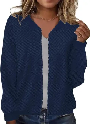 SAUKOLE Womens Full Zipper Sweatshirt Jackets 2024 Fashion Lightweight Casual Long Sleeve Shirt Jacket Coats