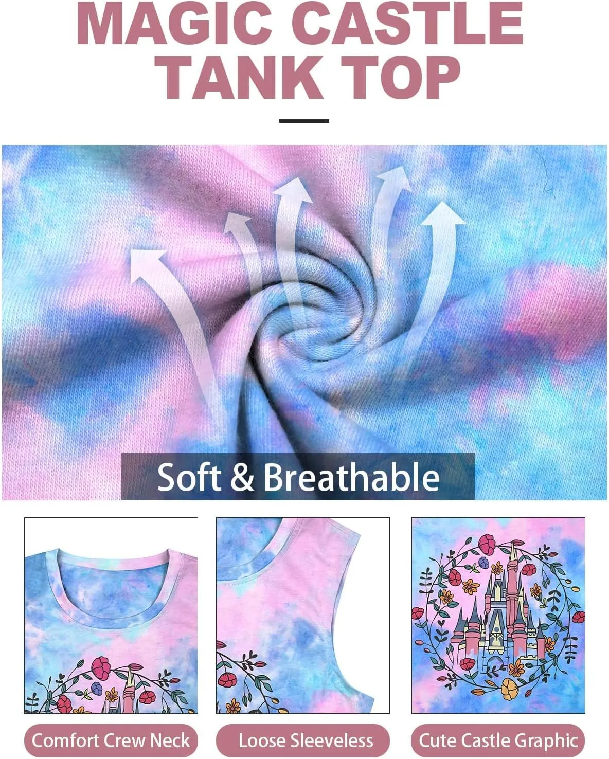 SFHFY Magical Tank Top Women: Magic Kingdom Shirts Fairy Castle Tee Casual Summer Vacation Sleeveless Tops
