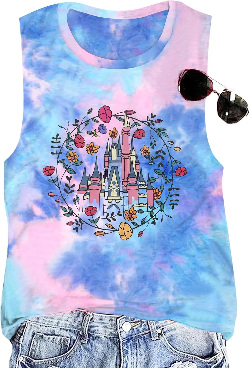 SFHFY Magical Tank Top Women: Magic Kingdom Shirts Fairy Castle Tee Casual Summer Vacation Sleeveless Tops