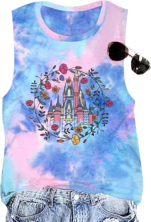 SFHFY Magical Tank Top Women: Magic Kingdom Shirts Fairy Castle Tee Casual Summer Vacation Sleeveless Tops