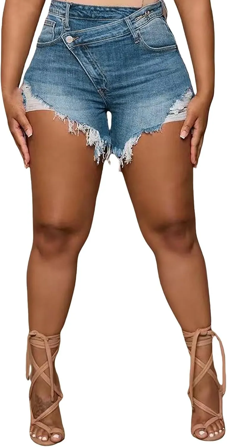 Shorts for Women Denim Jean Shorts Stretchy Ripped Denim Short Pants Hot Summer Casual Short Pants Y2k Streetwear