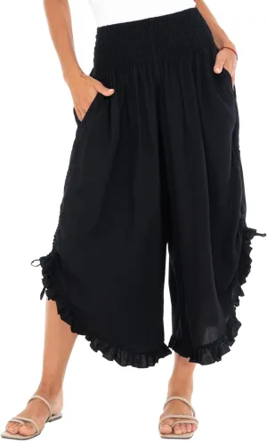 SHU-SHI Trousers Ladies Culottes for Women Gaucho Outfit Cropped Summer Pants