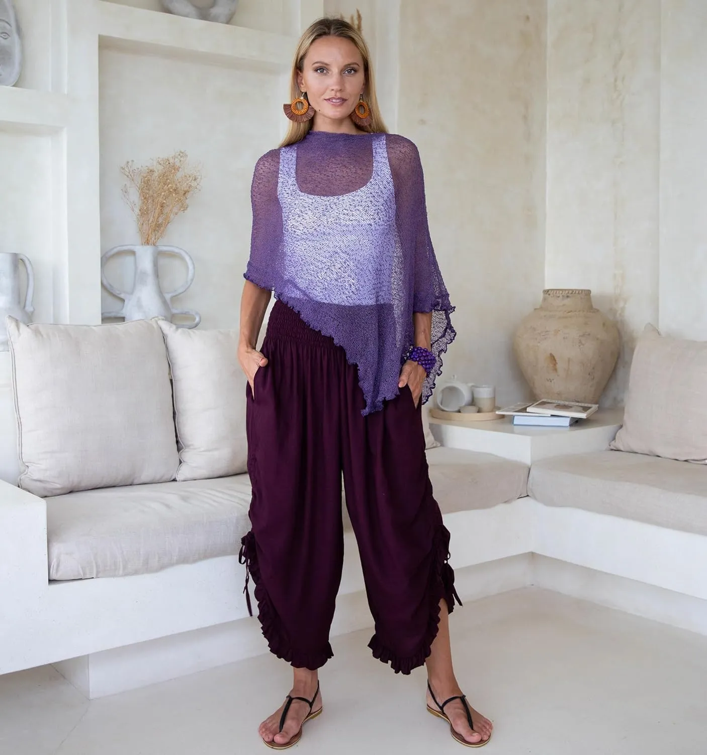SHU-SHI Trousers Ladies Culottes for Women Gaucho Outfit Cropped Summer Pants