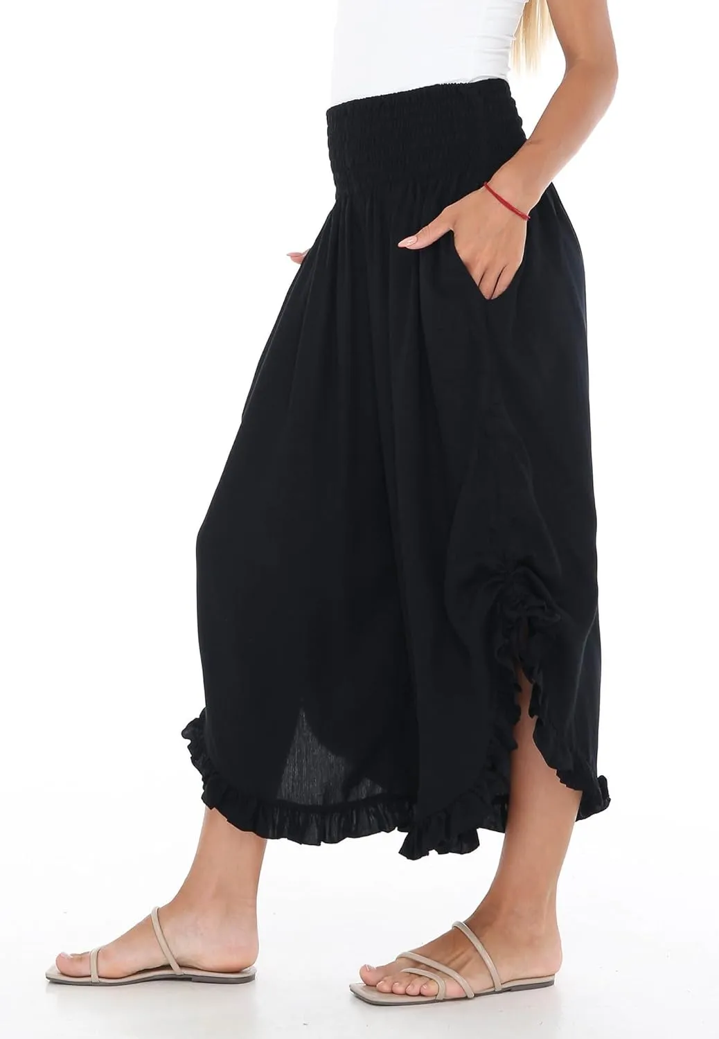 SHU-SHI Trousers Ladies Culottes for Women Gaucho Outfit Cropped Summer Pants