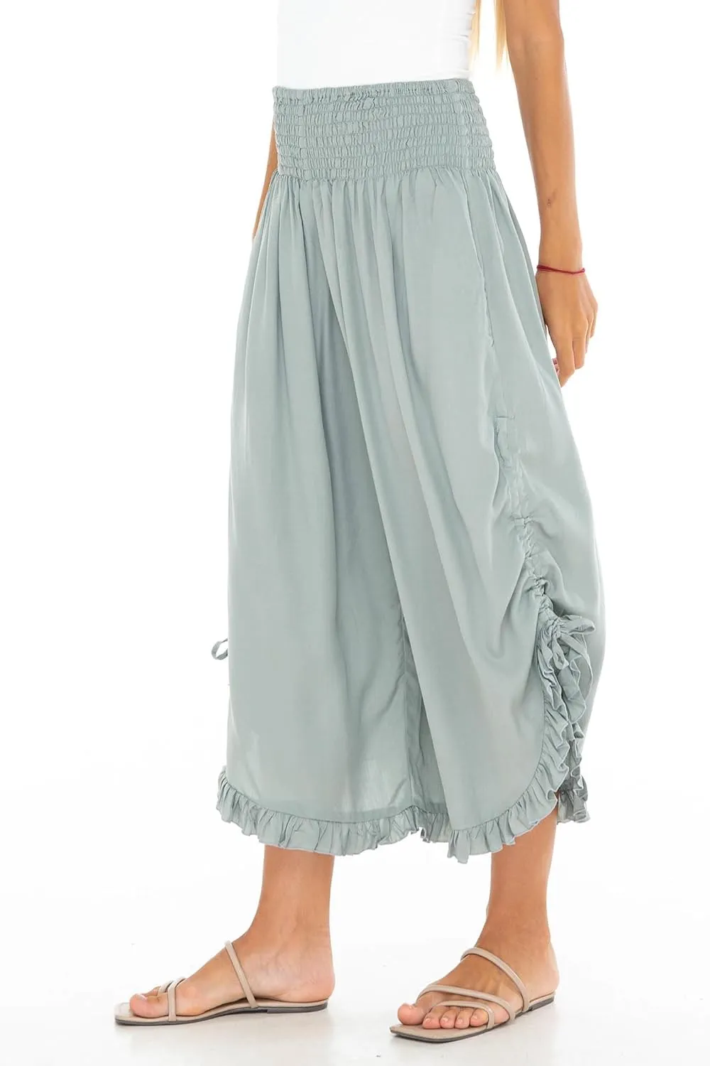 SHU-SHI Trousers Ladies Culottes for Women Gaucho Outfit Cropped Summer Pants