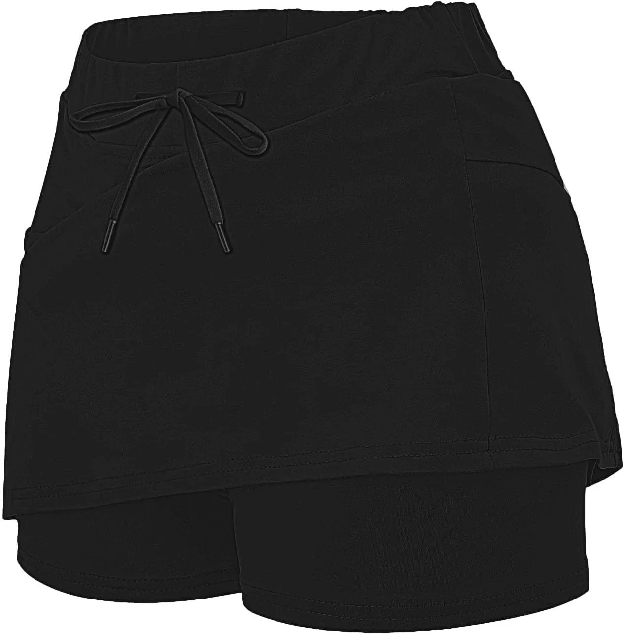 Skort for Women Plus Size Drawstrings High Waisted Athletic Tennis Skirts Tummy Control Yoga Shorts with Pockets