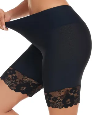 Slip Shorts for Under Dresses and Skirts Mesh Women Anti Chafing Underwear High Waisted Panties Lace Under Shorts