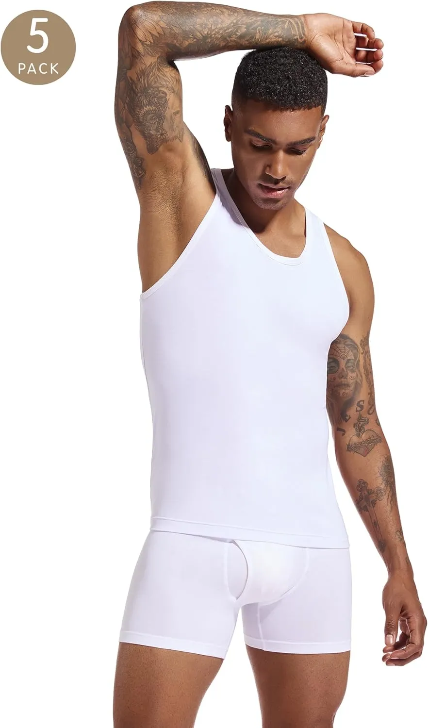 SlumberMee Mens Tank Tops Undershirts Viscose Made from Bamboo Soft Breathable Lightweight Cool Slim Fit A-Shirts Multipack