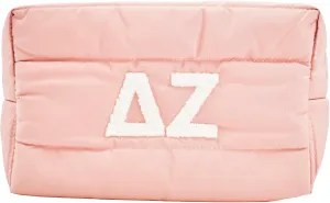 Sorority Shop Delta Zeta Makeup Bag - Puffer Style with Sorority Letters, Travel Cosmetic Bag with Zipper Closure, Perfect Delta Zeta Sorority Gifts for Women