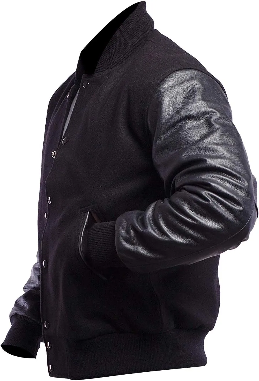 SpazeUp Letterman Jacket Men College Baseball Bomber Jacket | Wool   Faux Leather Letterman Jacket Men
