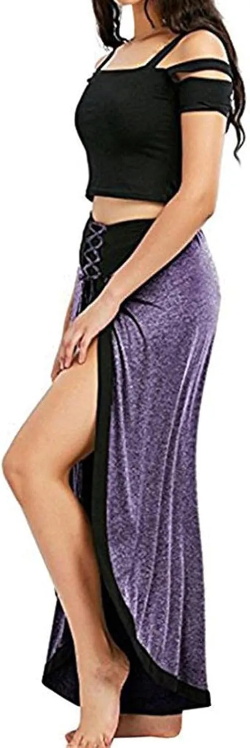 Split Leg Pants for Women Palazzo Boho High Waisted Flowy Trousers Wide Leg Loose Baggy Trendy Festival Clothes