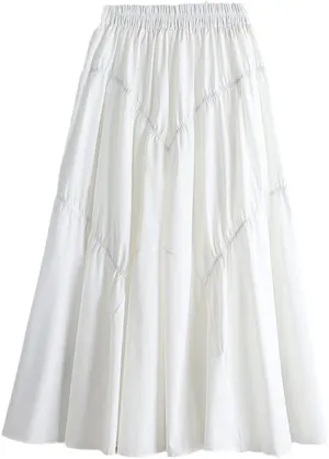 Spring Summer Fashion Midi Long Skirt Women Aesthetic High Waist A Line Pleated Skirt Female