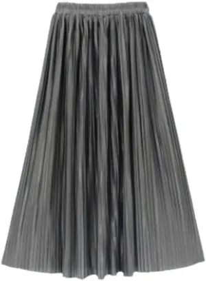 Spring Summer Women's Skirt Vintage Pleated Fashion Metallic Color Midi Skirt