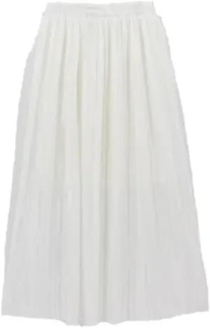 Spring Summer Women's Skirt Vintage Pleated Fashion Metallic Color Midi Skirt