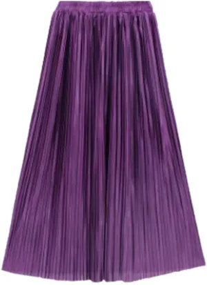 Spring Summer Women's Skirt Vintage Pleated Fashion Metallic Color Midi Skirt