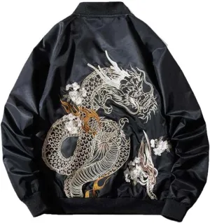 Spring Winter Jacket Men Hip Hop Dragon Embroidery Windbreaker Ed Men's Cloth Yokosuka Male Coat
