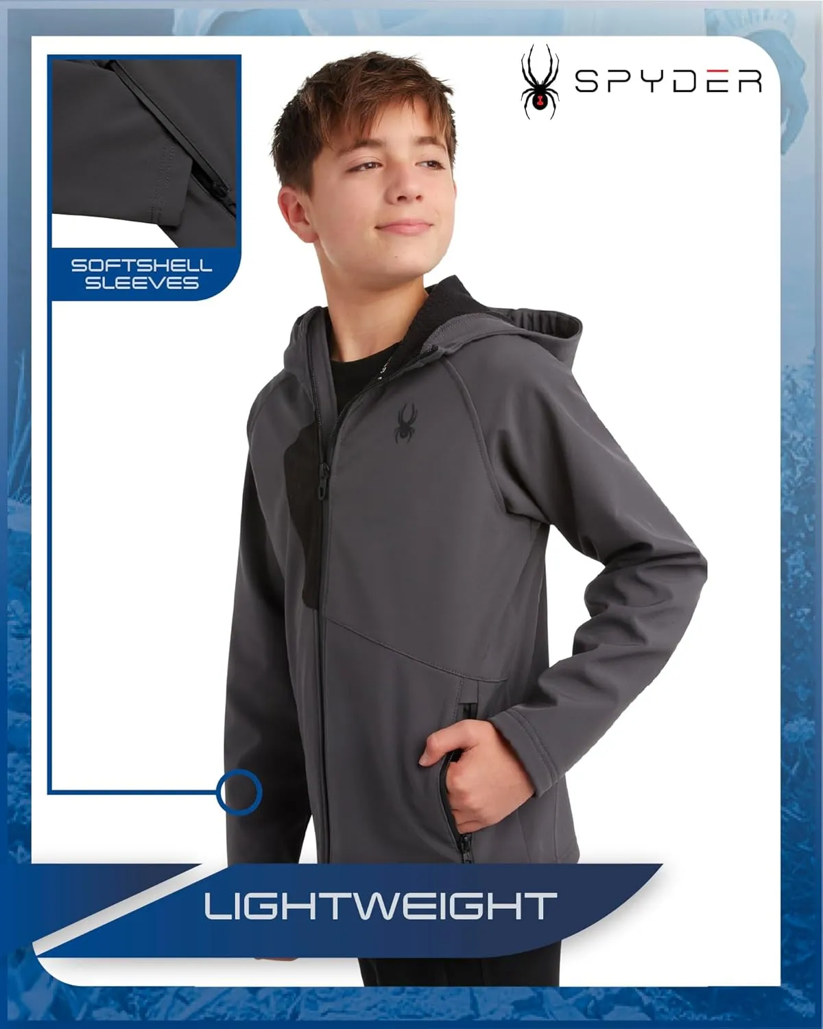 Spyder Boys' Soft Shell Jacket - Lightweight Fleece Lined Water and Wind Resistant Windbreaker Jacket for Boys (Sizes: 8-20)